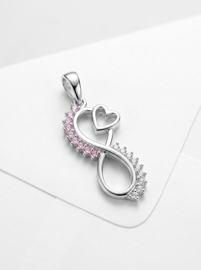 SYLVEXIA 925 Sterling Silver Infinity Pendant with Purple & Clear CZ