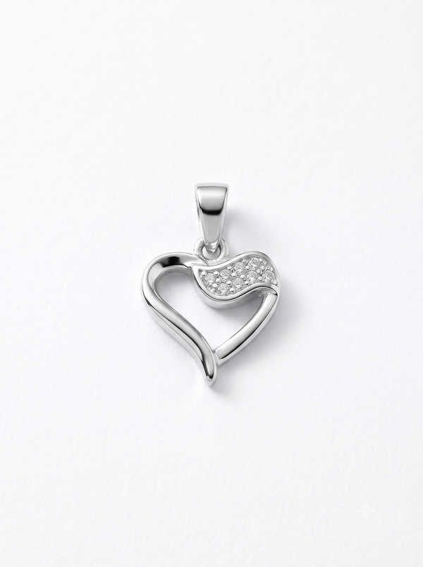 SYLVEXIA 925 Sterling Silver Dainty Heart CZ Pendant for Women