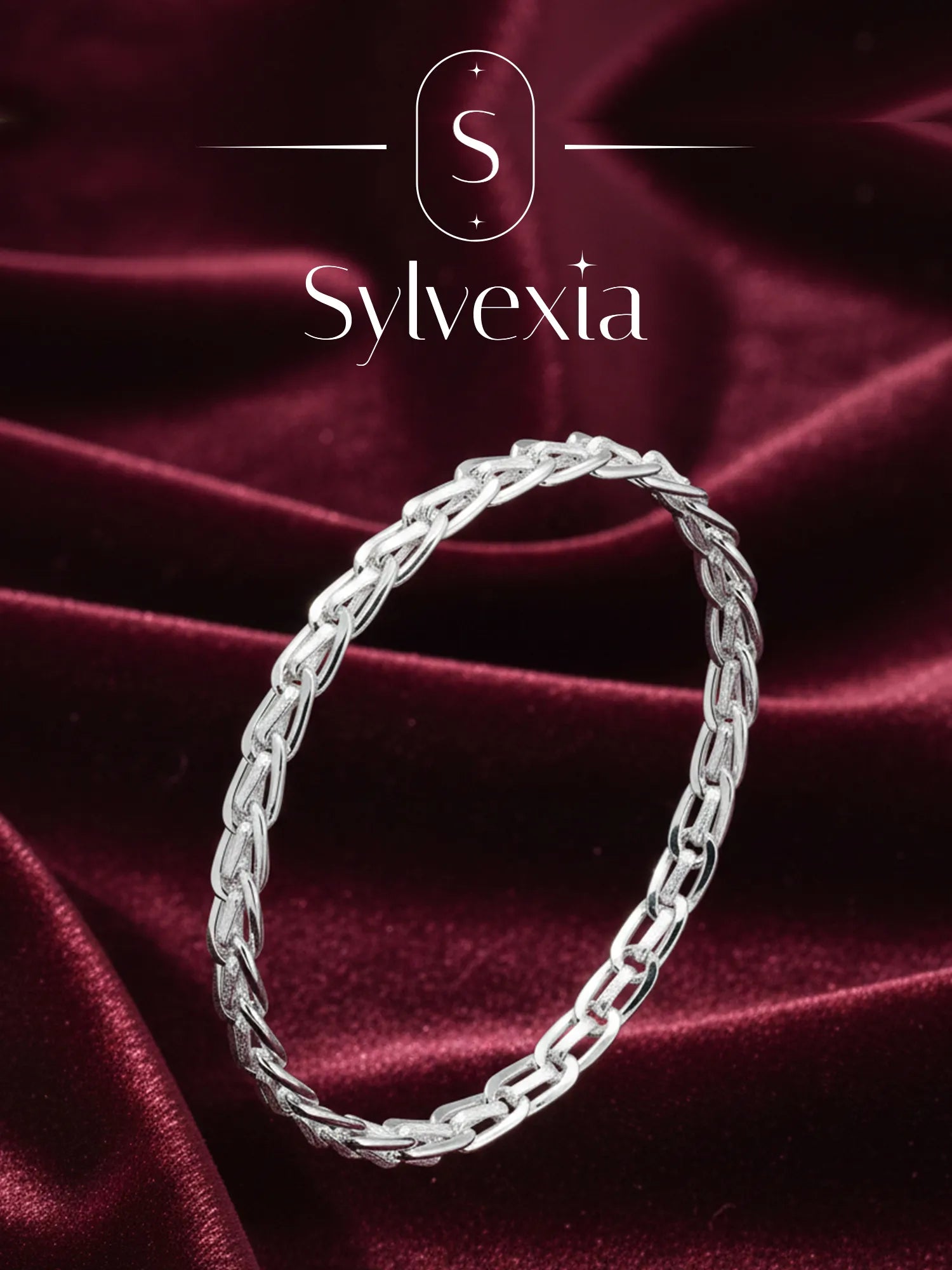 Sylvexia Men’s Silver Oval Link Chain Bracelet
