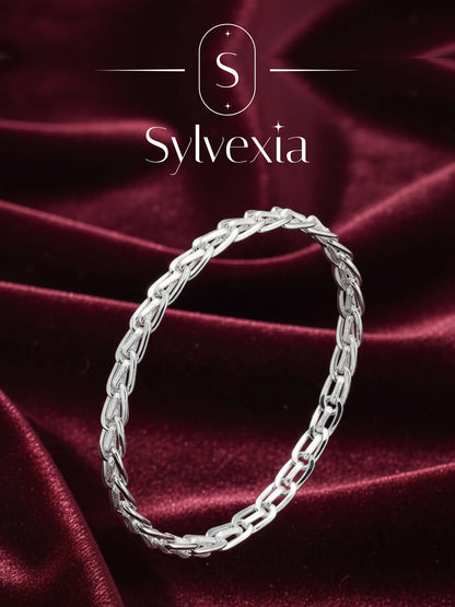Sylvexia Men’s Silver Oval Link Chain Bracelet