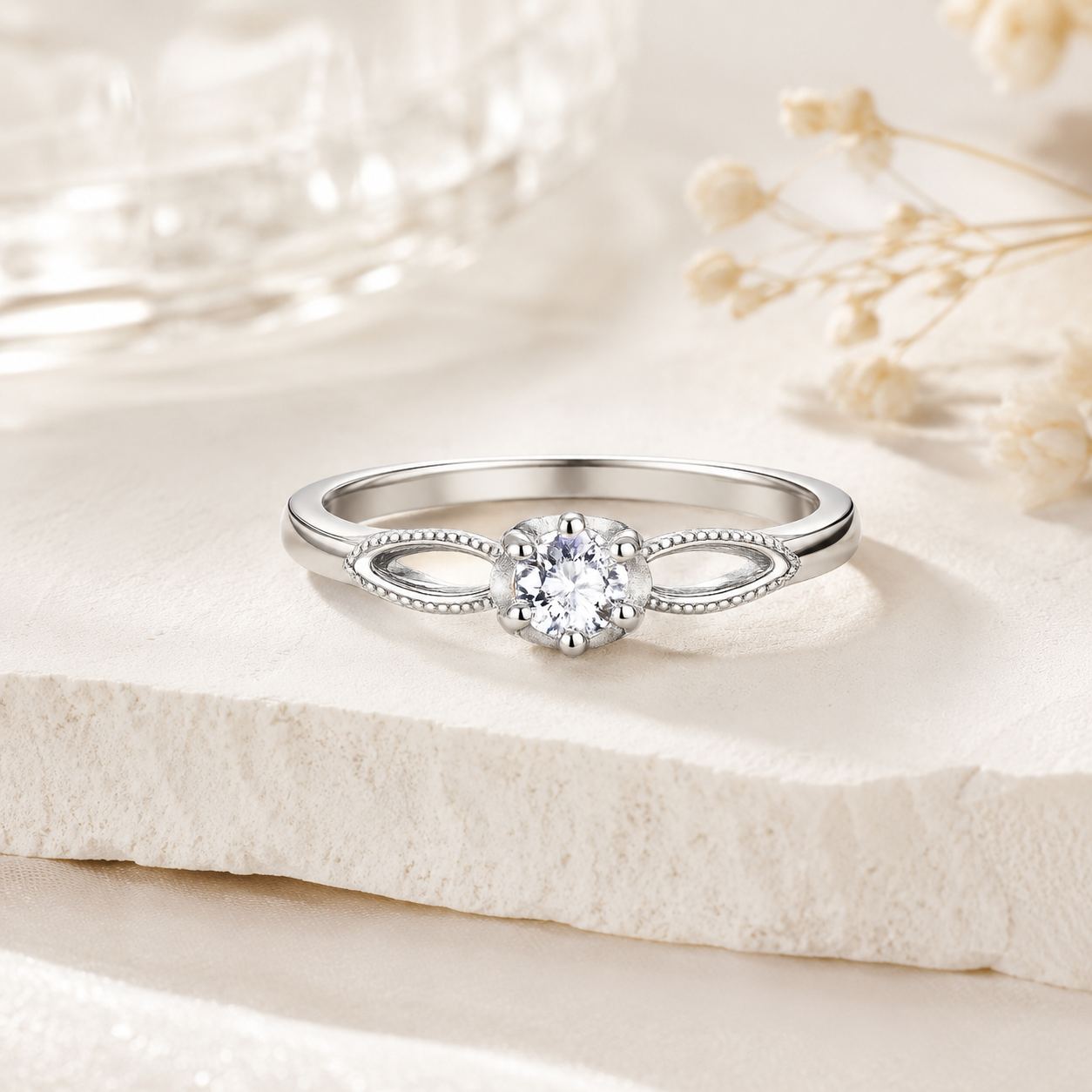 SYLVEXI 925 Sterling Silver Solitaire Ring with CZ Stone for Women