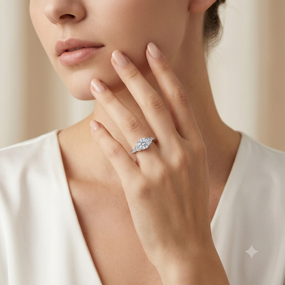 SYLVEXIA 925 Sterling Silver Round Cut Cubic Zirconia Ring for Women