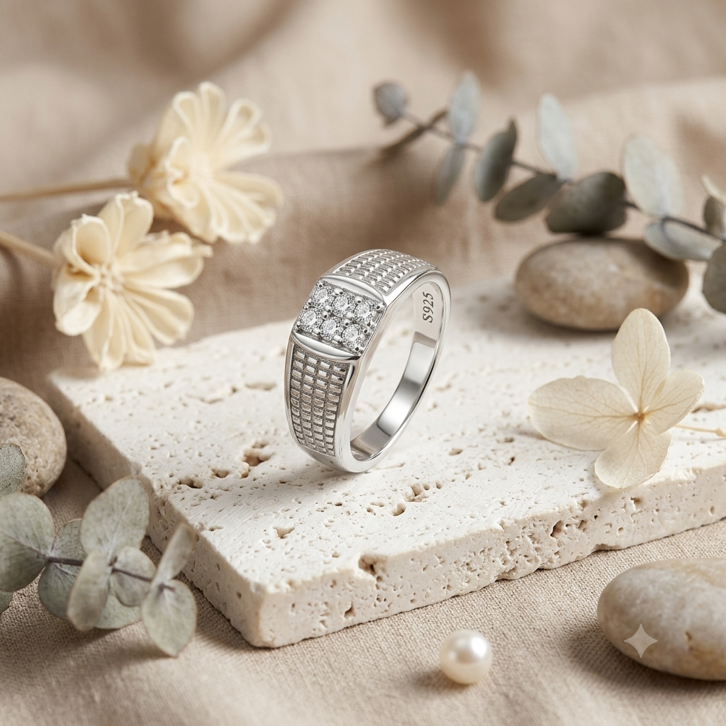 SYLVEXIA 925 Sterling Silver Cluster Ring for Women