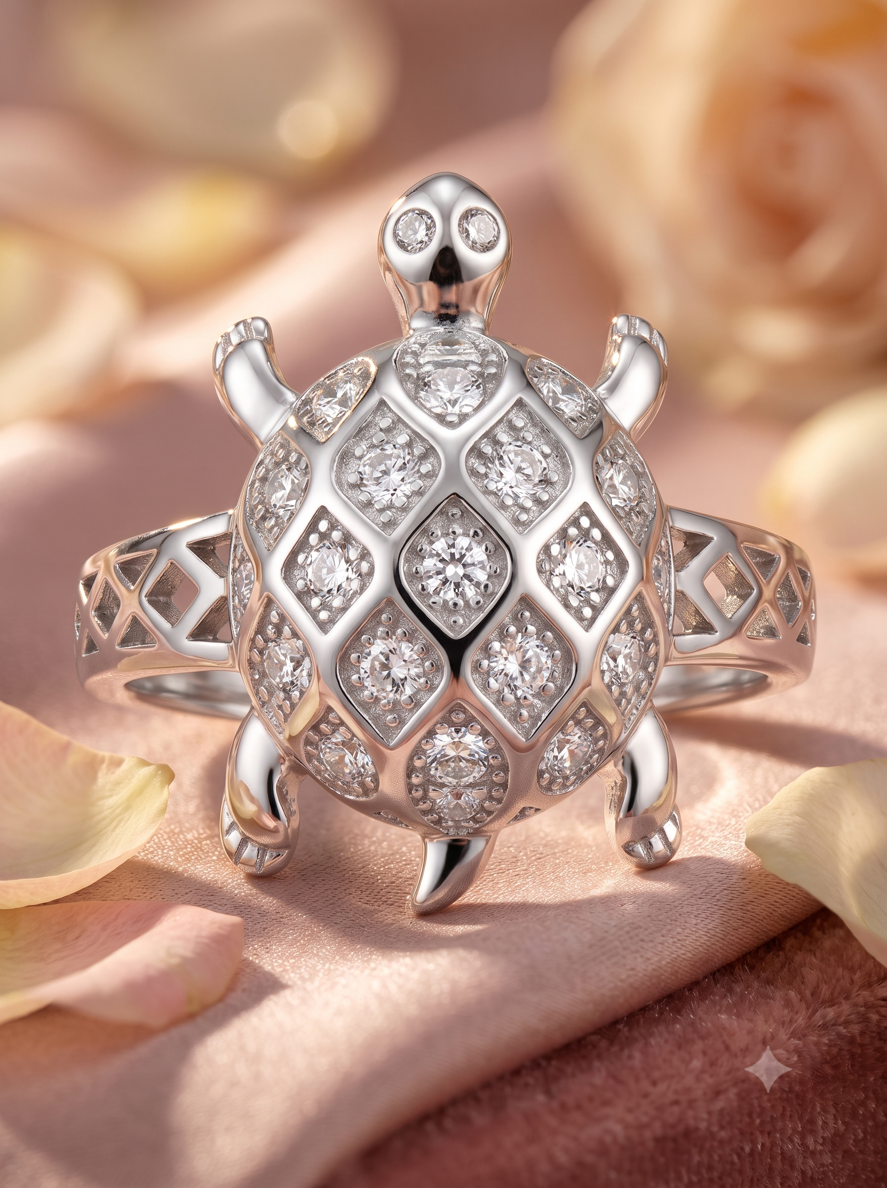 SYLVEXIA 925 Sterling Silver Turtle CZ Statement Ring for Men