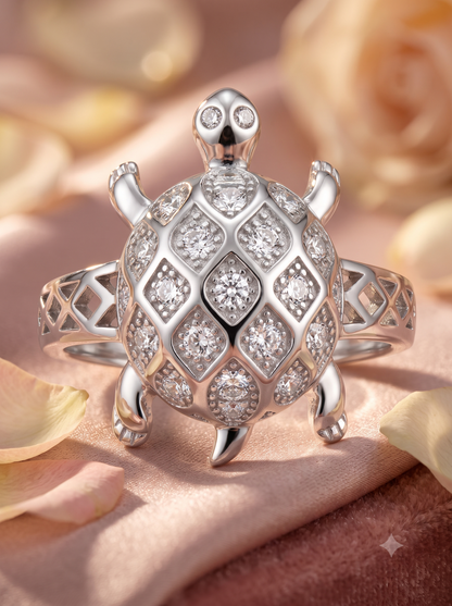 SYLVEXIA 925 Sterling Silver Turtle CZ Statement Ring for Men