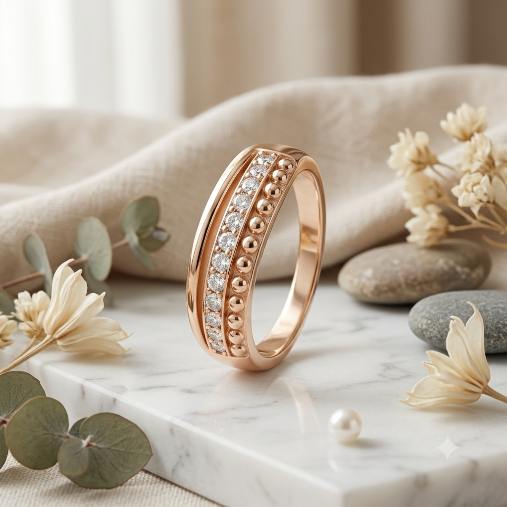 925 Strelling silver Rose Gold Ring For Women