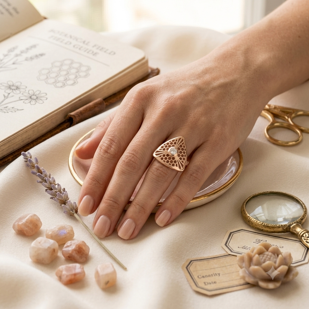 Sylvexia 925 Sterling Silver Rose Gold Honeycomb CZ Ring for Women