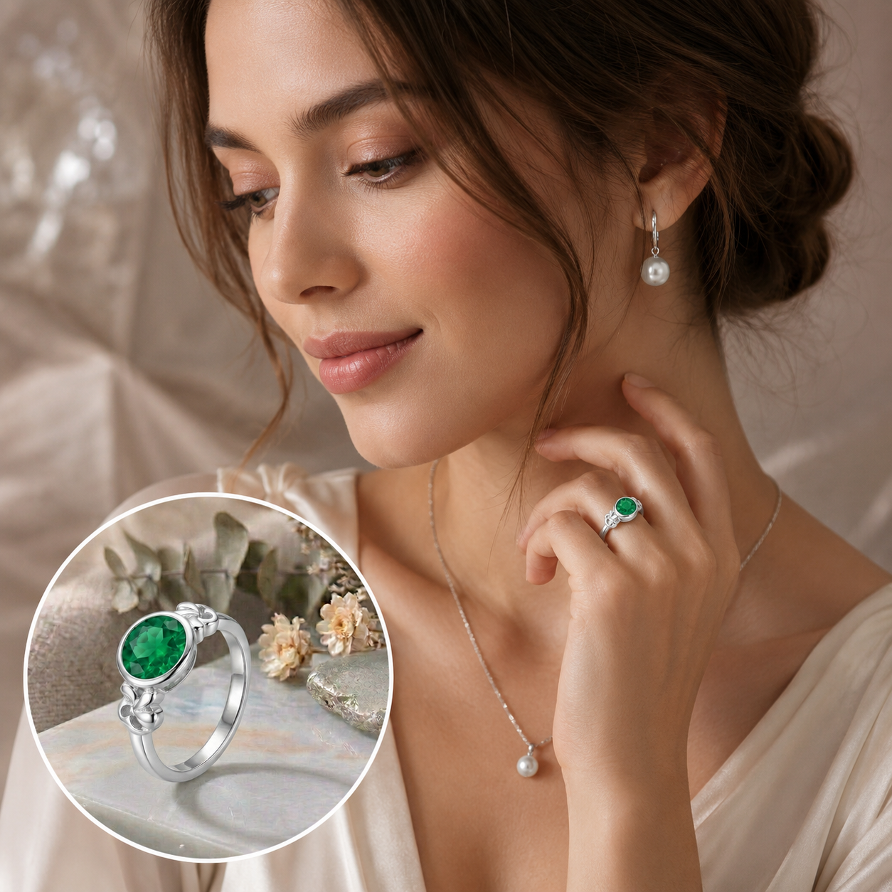 Sylvexia 925 Sterling Silver Green CZ Celtic Knot Ring for Women