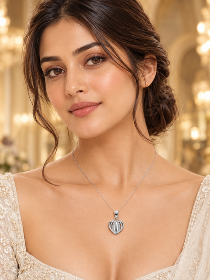SYLVEXIA 925 Sterling Silver Triple Heart Openwork Pendant for Women