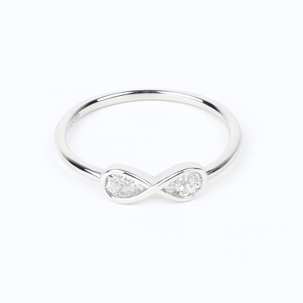 925 Sterling Silver Infinity Design Ring with Sparkling Stones