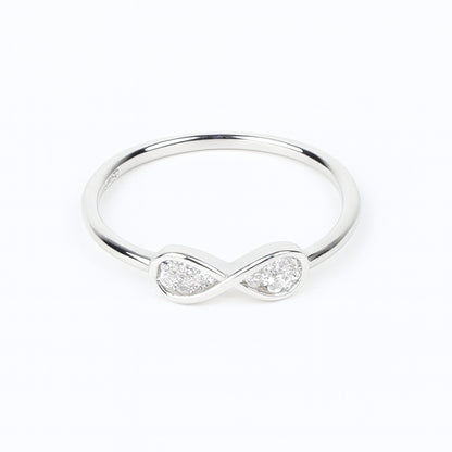 925 Sterling Silver Infinity Design Ring with Sparkling Stones