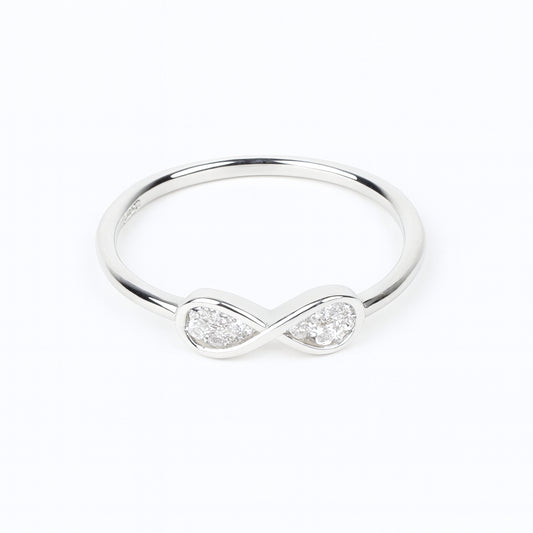 925 Sterling Silver Infinity Design Ring with Sparkling Stones