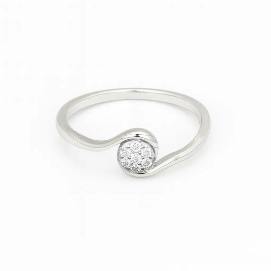 Elegant 925 Sterling Silver Wave Ring with Sparkling Stone for Women