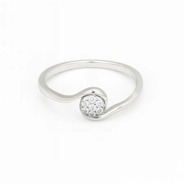 Elegant 925 Sterling Silver Wave Ring with Sparkling Stone for Women