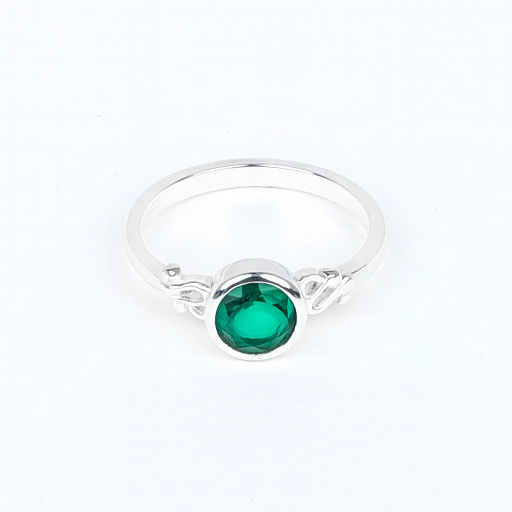 925 Sterling Silver Green Stone Ring for Women