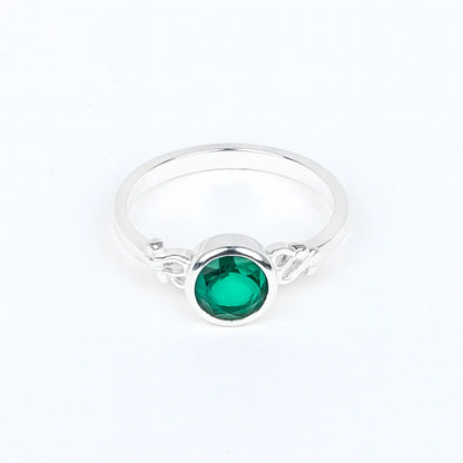 925 Sterling Silver Green Stone Ring for Women