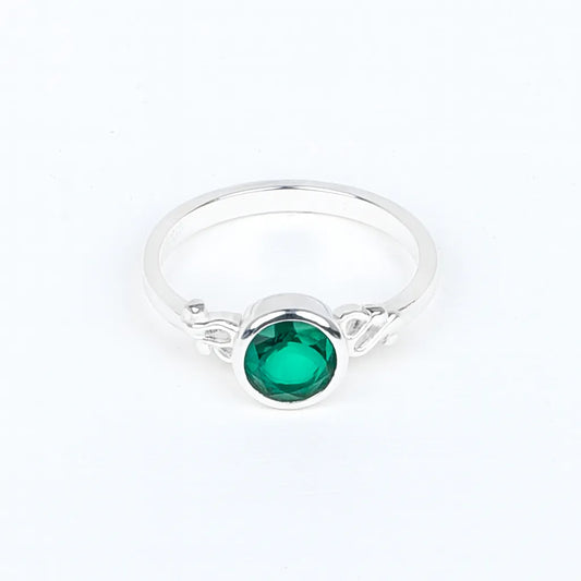 925 Sterling Silver Green Stone Ring for Women