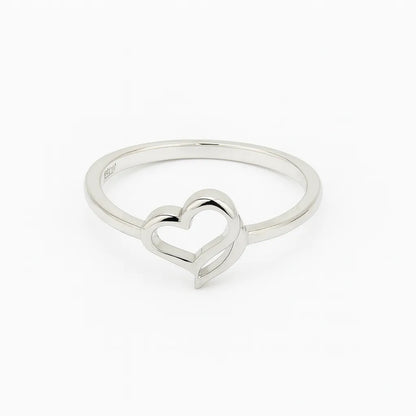 Elegant 925 Sterling Silver Open Heart Ring for Women