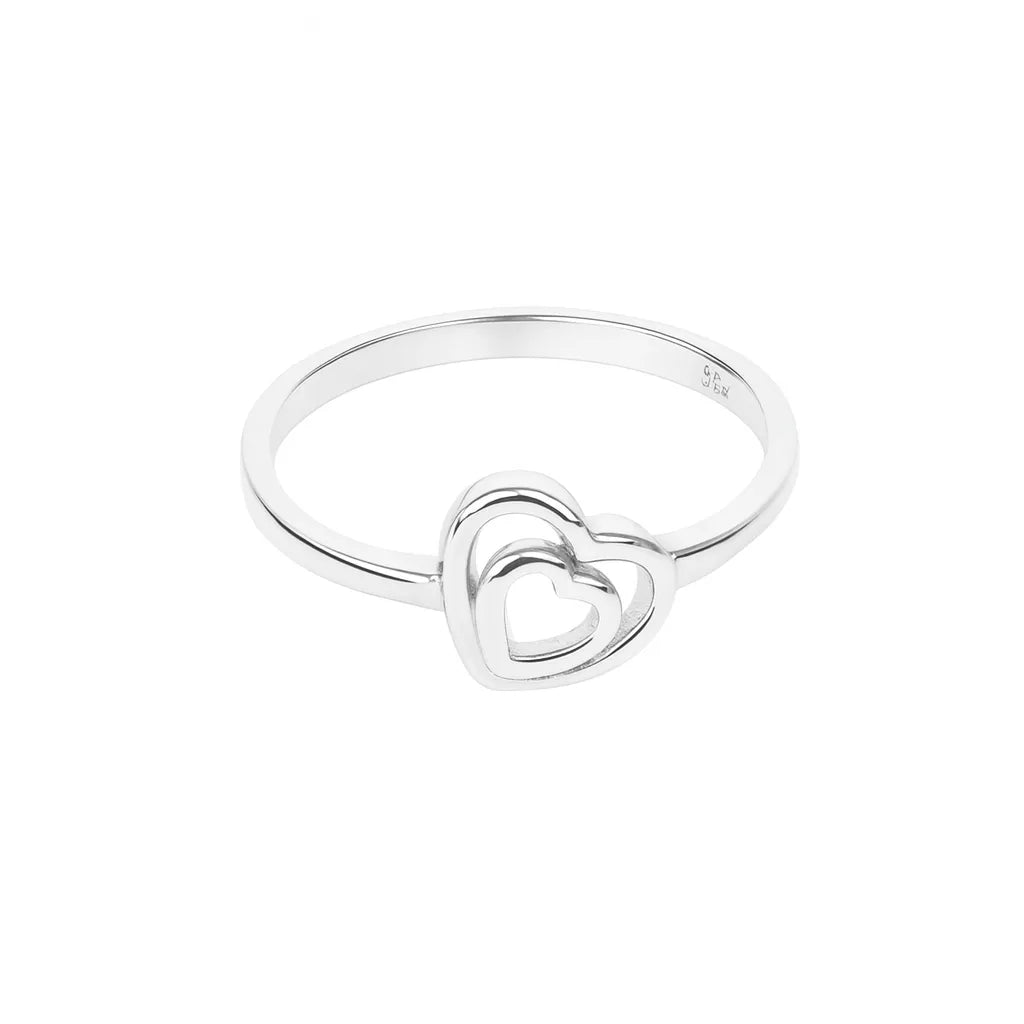 925 Sterling Silver Double Heart Ring for Women