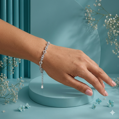 SYLVEXIA 925 Sterling Silver Heart Infinity Bracelet for Women