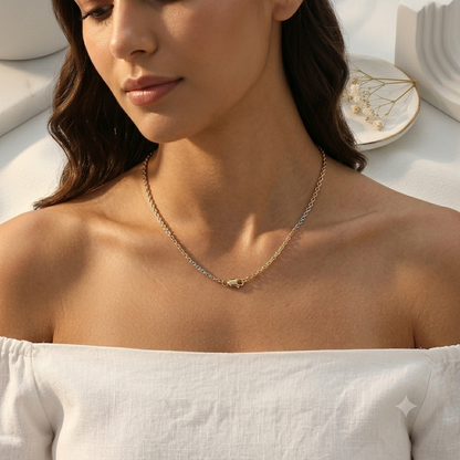 SYLVEXIA 925 Sterling Silver Tricolor Chain Necklace for Women