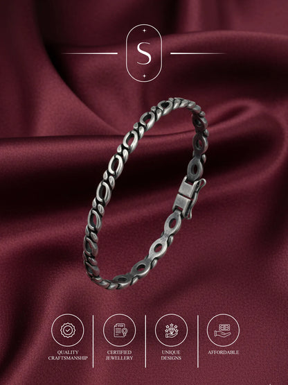 Sylvexia Men’s Silver Pattern Link Bracelet