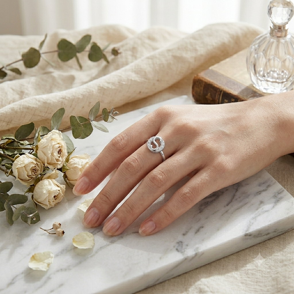 Sylvexia 925 Sterling Silver S Shape CZ Ring for Women