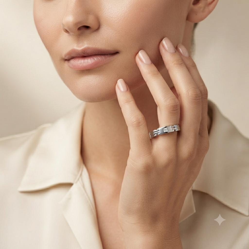 SYLVEXIA 925 Sterling Silver Minimalist Ring for Women & Girls