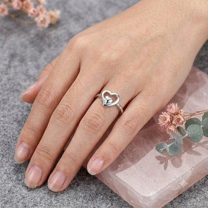 925 Sterling Silver Double Heart Ring for Women
