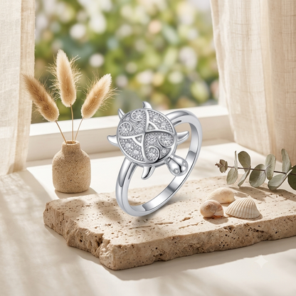 Sylvexia 925 Sterling Silver CZ Turtle Ring for Women