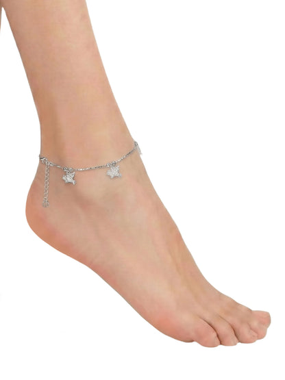 Sylvexia 925 Sterling Silver Floral Charm Anklet for Women