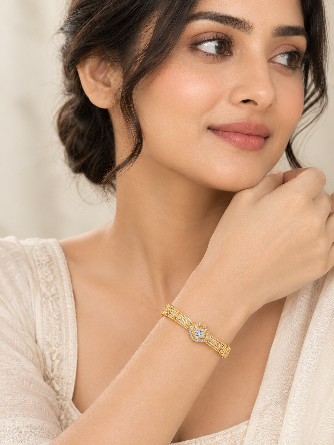 SYLVEXIA 925 Sterling Silver Gold Plated CZ Bracelet for Women