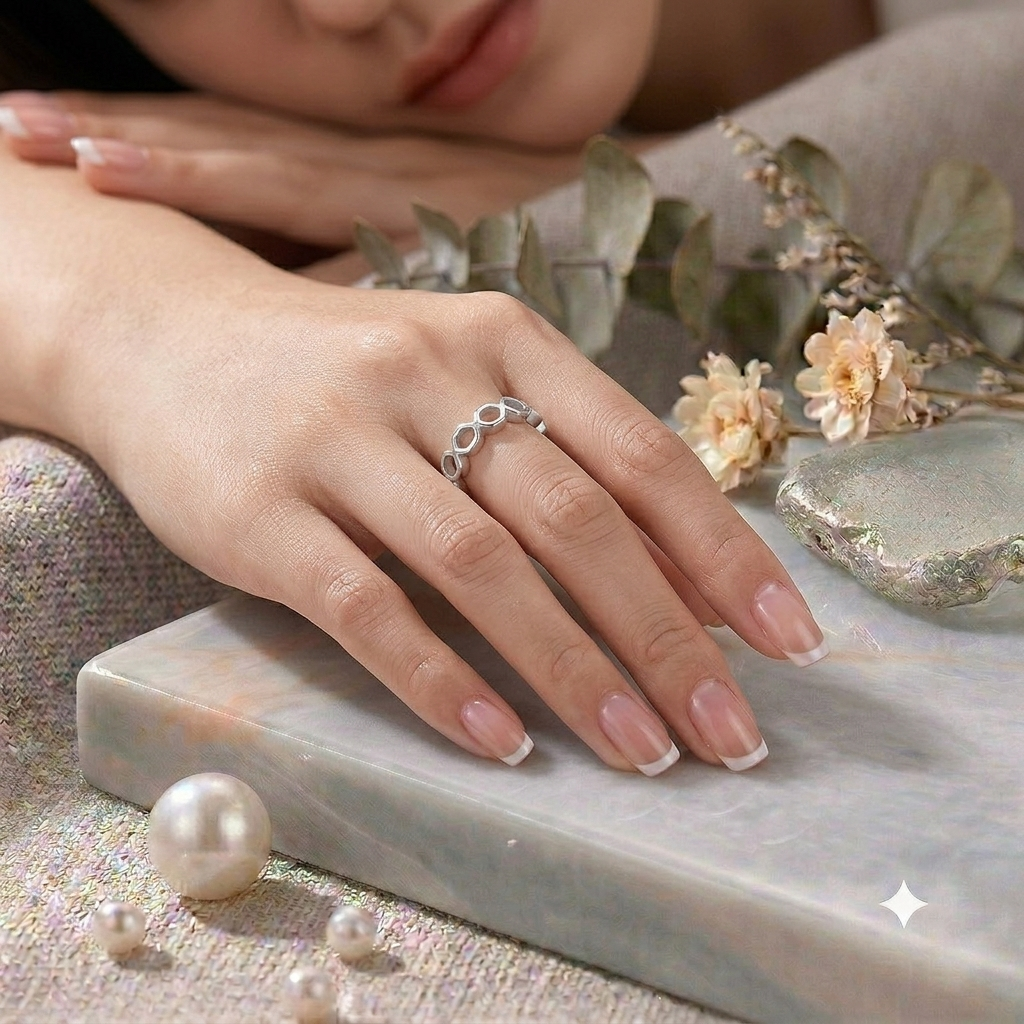 925 Sterling Silver Hexagon Band Ring for Women