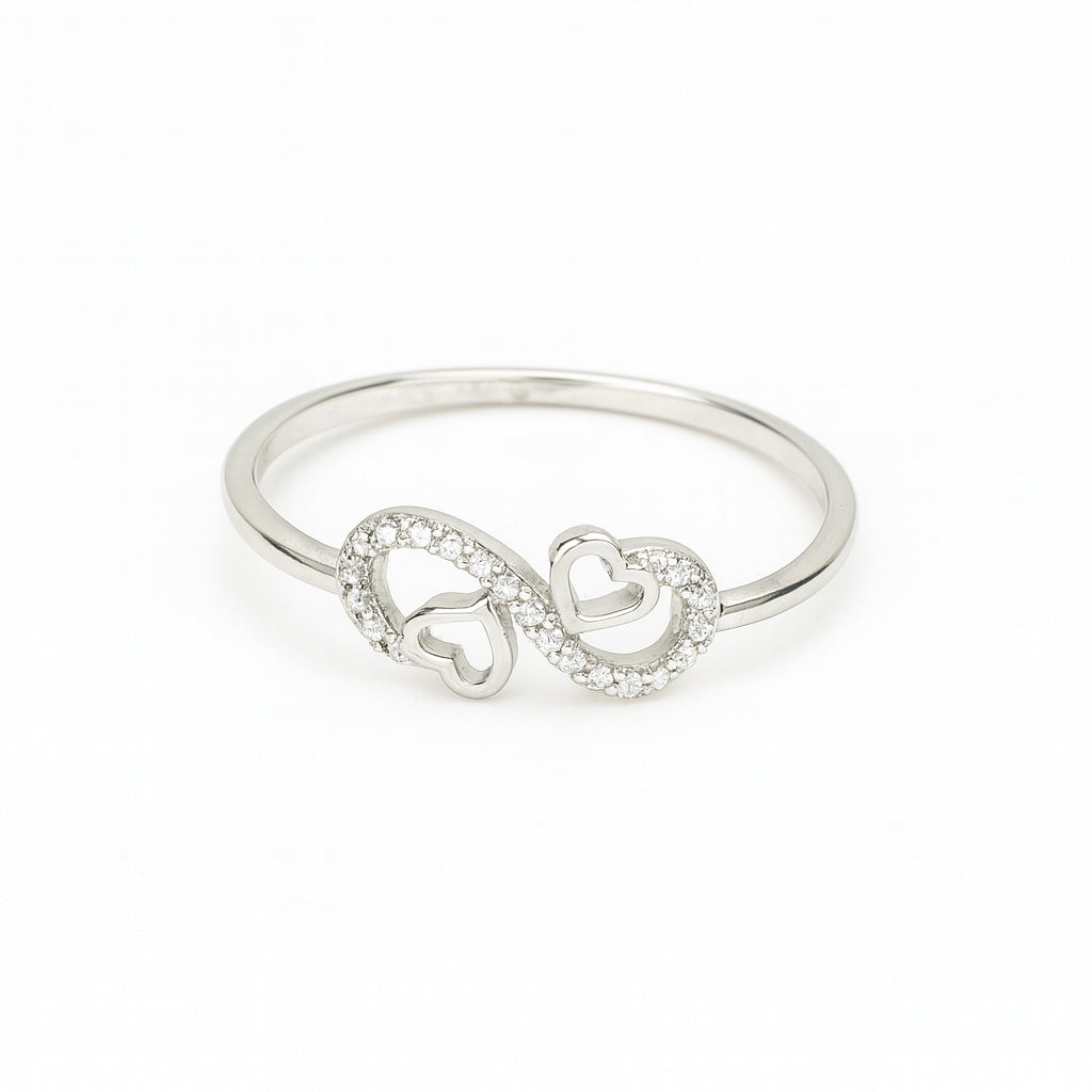 Sylvexia 925 Sterling Silver Infinity Heart CZ Ring for Women