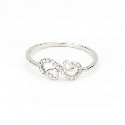 Sylvexia 925 Sterling Silver Infinity Heart CZ Ring for Women
