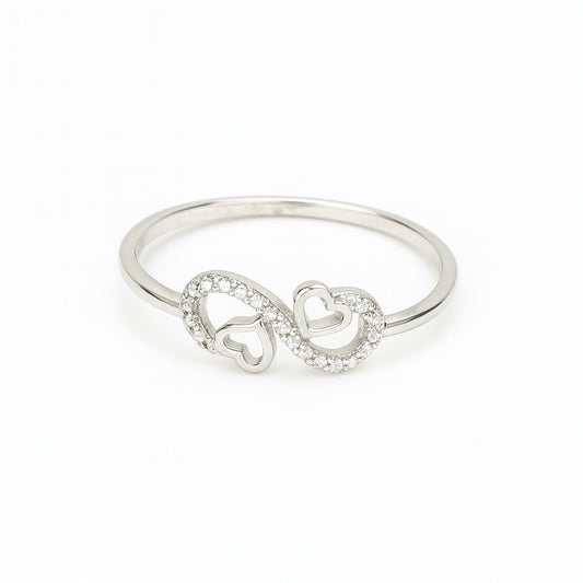 Sylvexia 925 Sterling Silver Infinity Heart CZ Ring for Women