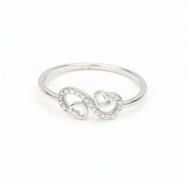 Sylvexia 925 Sterling Silver Infinity Heart CZ Ring for Women