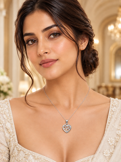 SYLVEXIA 925 Sterling Silver Interlocking Heart CZ Pendant for Women