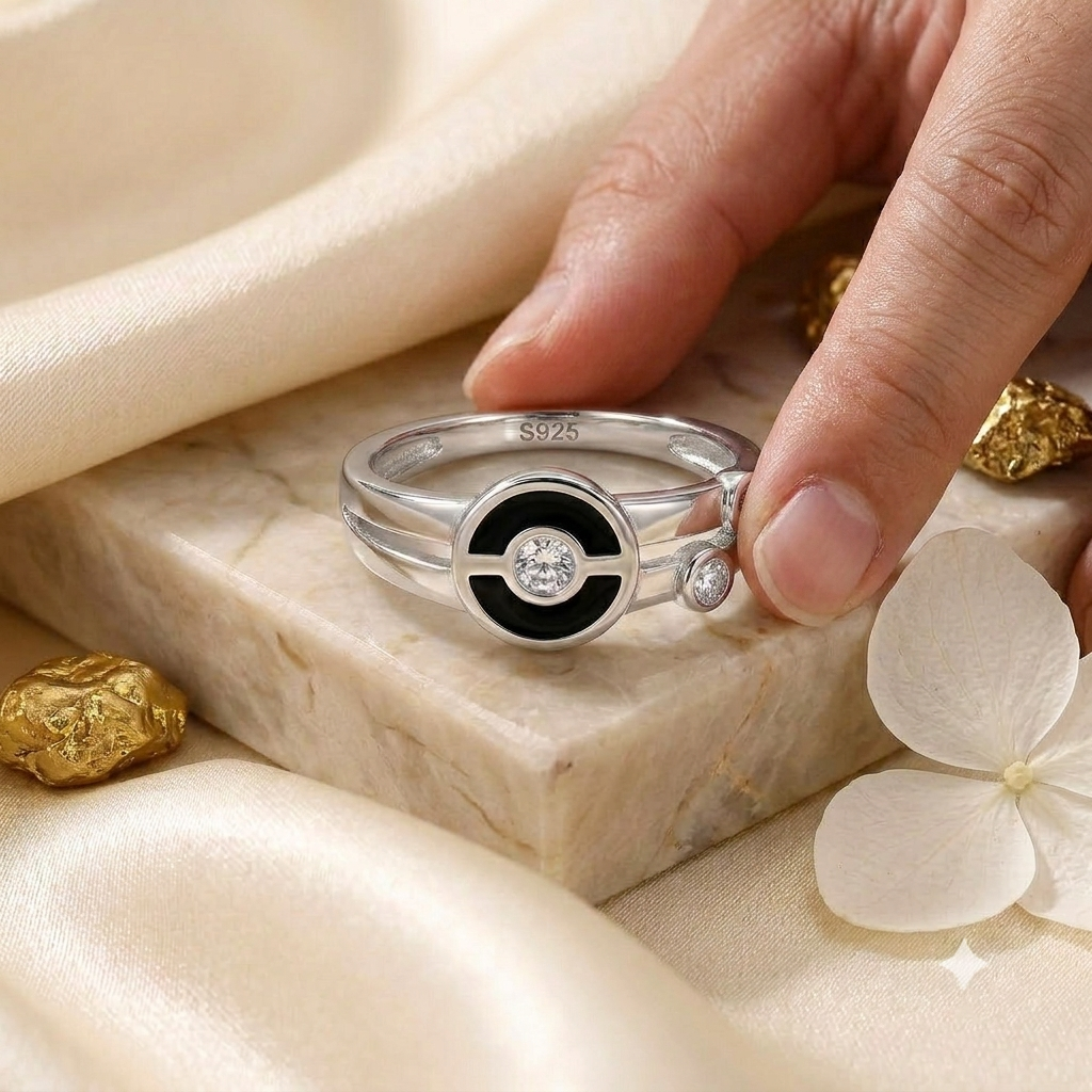 925 Sterling Silver CZ Black Enamel Ring for Men Stylish Design