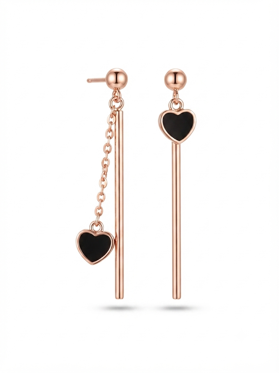 SYLVEXIA Rose Gold Plated Heart Drop Dangle Chain Earrings for Women