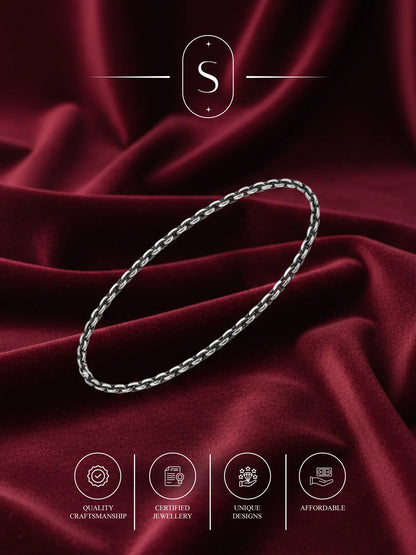 Sylvexia Men’s Silver Rope Chain Bracelet