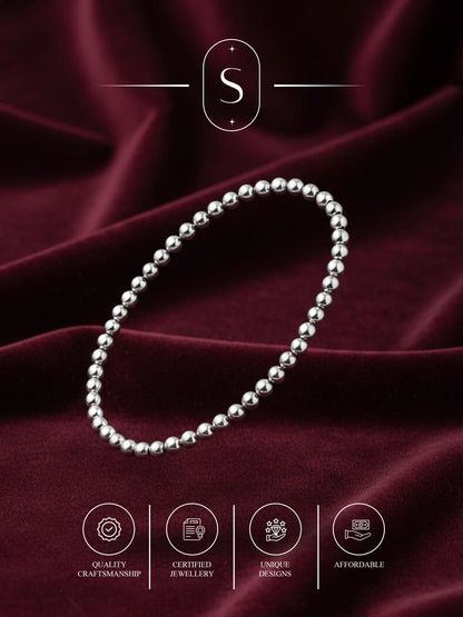 Sylvexia Men’s Silver Beaded Chain Bracelet – Minimal Ball Link Stylish Bracelet