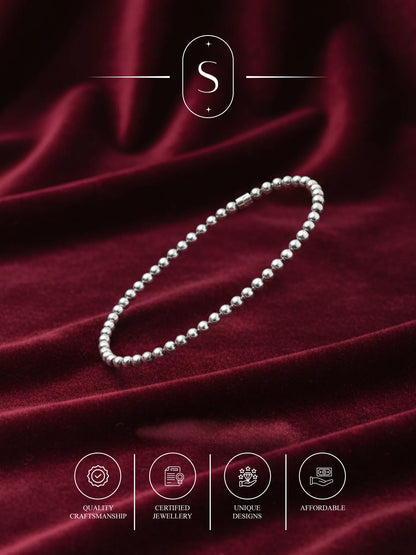 Sylvexia Men’s Silver Beaded Chain Bracelet