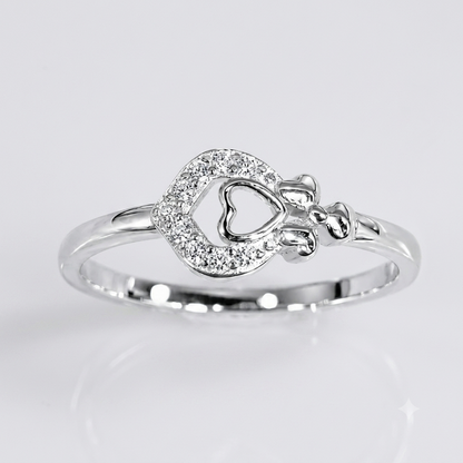 Sylvexia 925 Sterling Silver Heart Bow Ring for Women