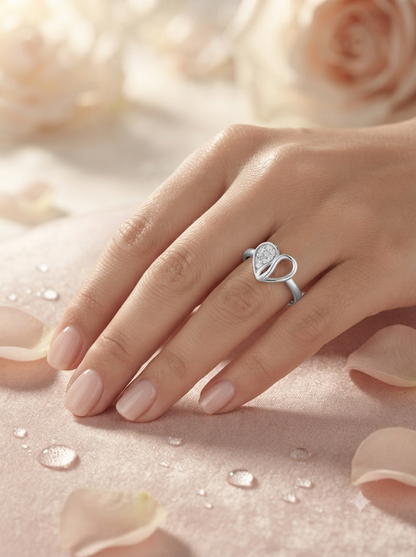 SYLVEXIA 925 Sterling Silver Heart Ring for Women