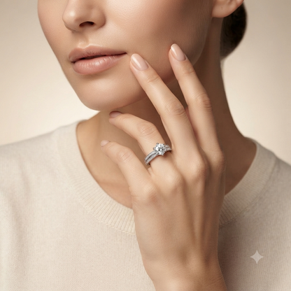 Sylvexia 925 Sterling Silver Solitaire Ring for Women