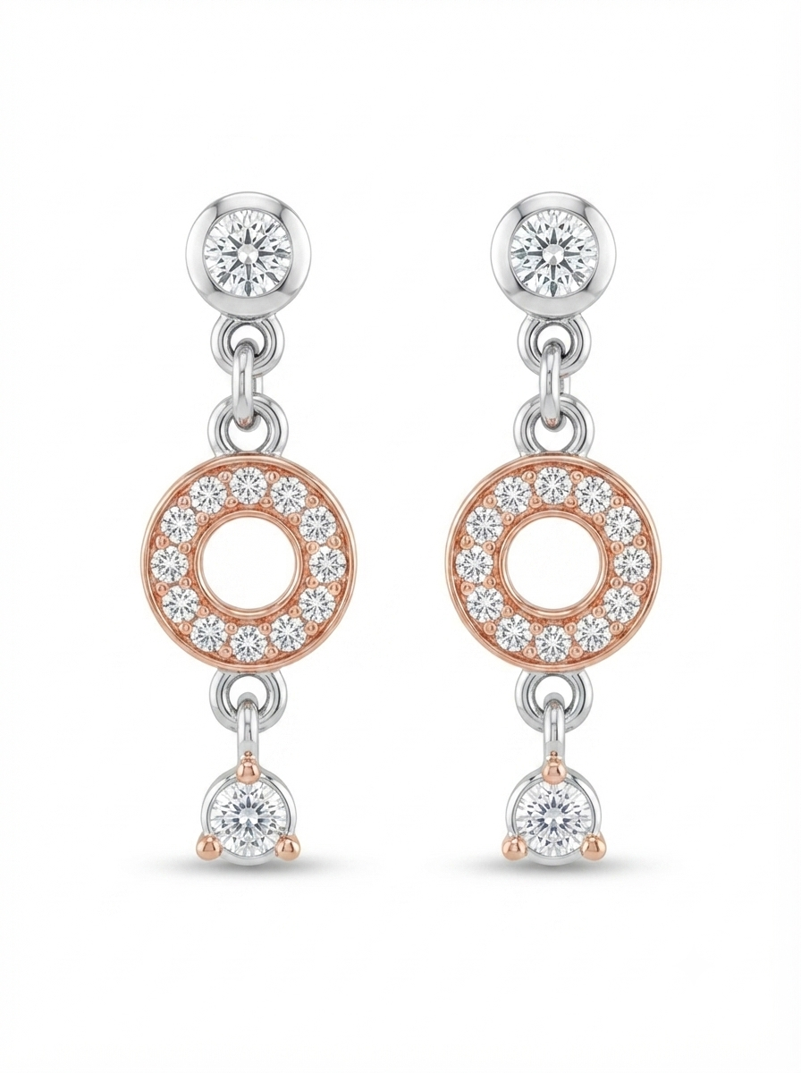 SYLVEXIA 925 Sterling Silver Rose Gold Earrings for Women