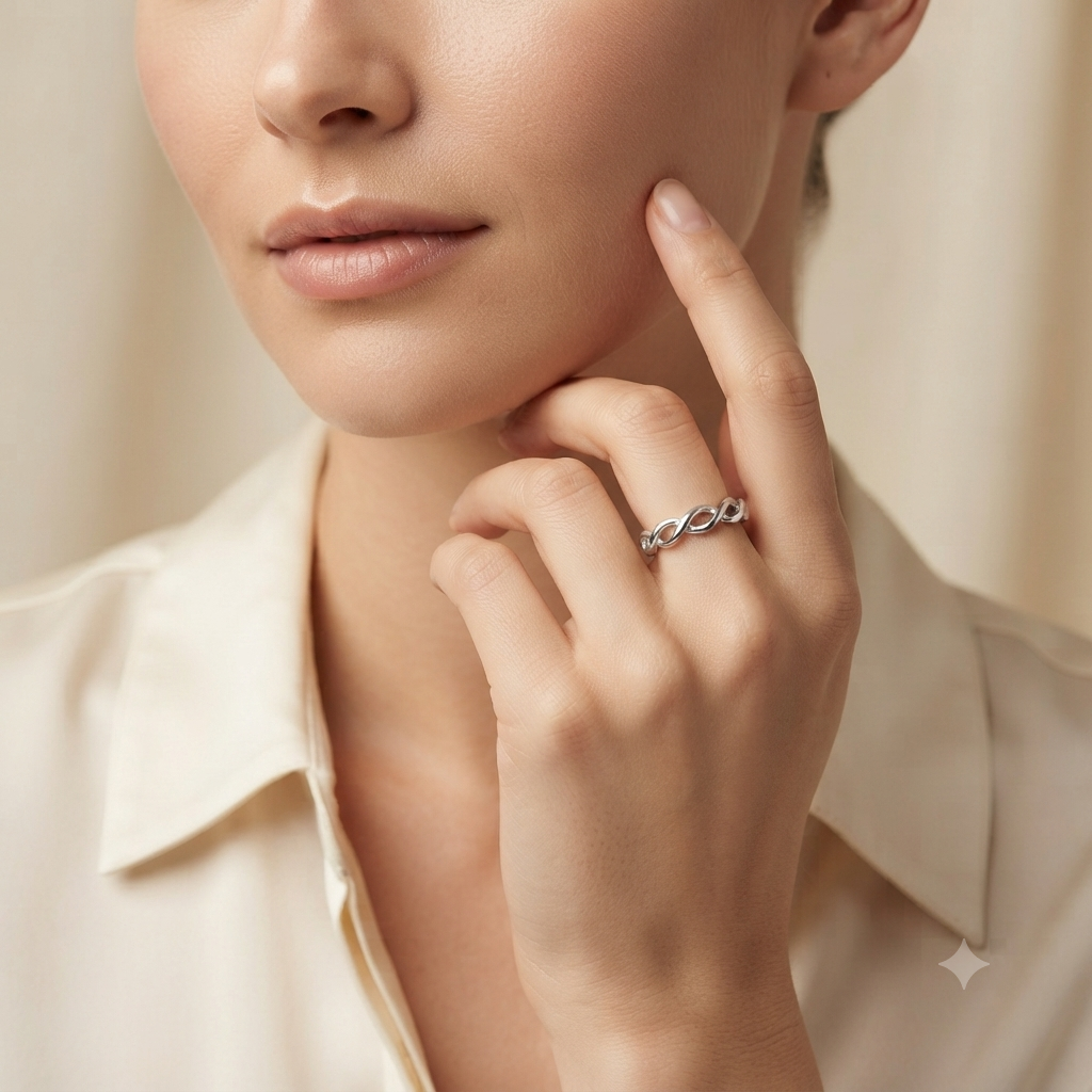 SYLVEXIA 925 Sterling Silver Infinity Twist Ring for Women Minimalist Silver Band