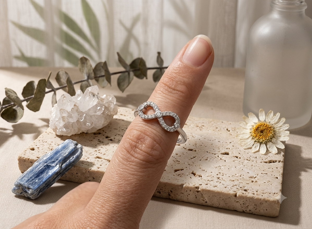 Sylvexia 925 Sterling Silver Infinity CZ Ring for Women