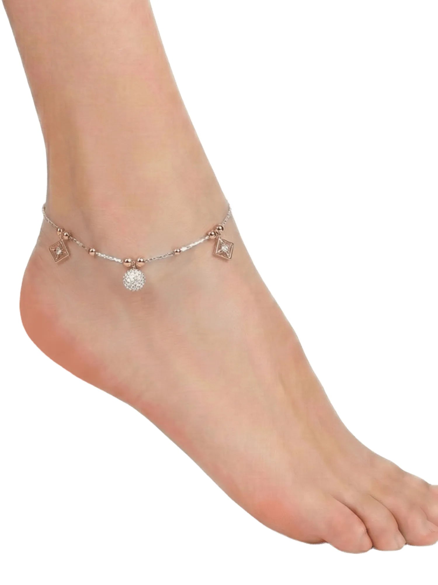 Sylvexia 925 Sterling Silver Charm Anklet